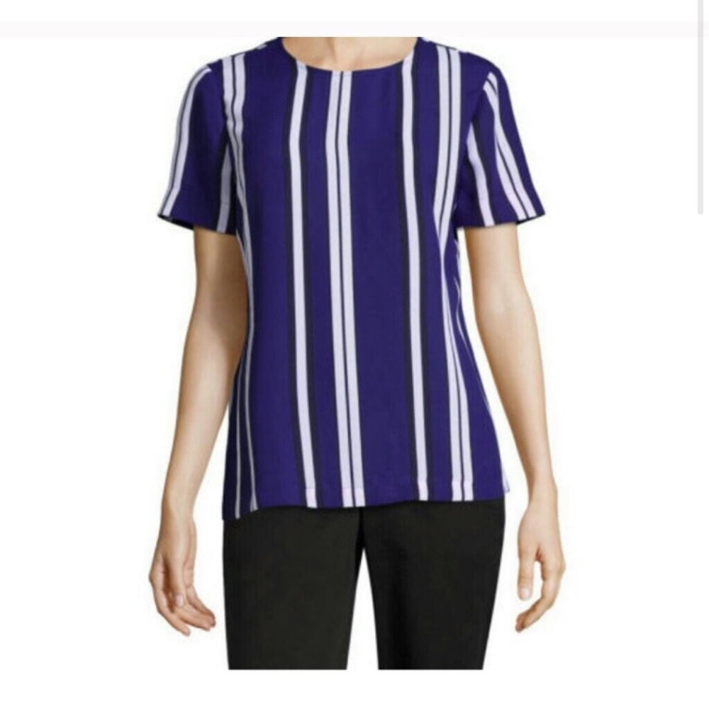 Worthington vertical stripe short sleeve